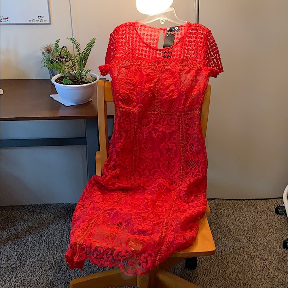 Danity Floral Crochet Midi Dress